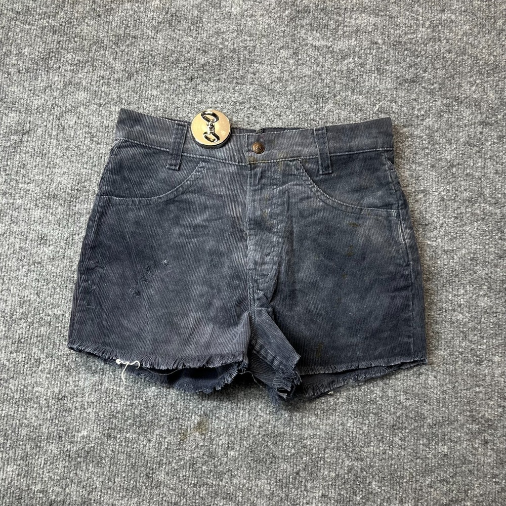 Vintage Levis 919 Corduroy Shorts Kids Boys W26 Gray Frayed Hem USA Made - Flaws